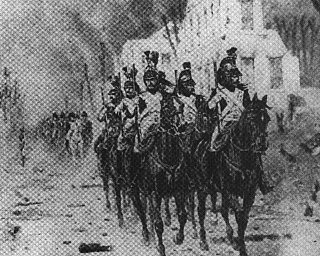 Dragoons escort Napoleon through Moscow